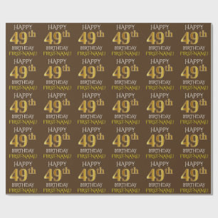 Papel De Regalo Marrón, oro falso "FELIZ CUARENTA CUARENTA"