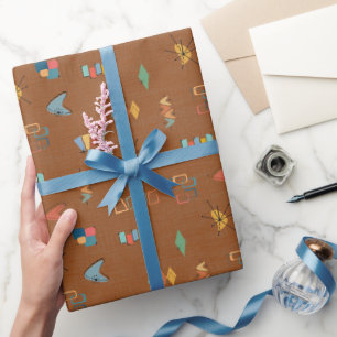 Papel De Regalo Marrón Texturizado Moderno de Medianos del Siglo