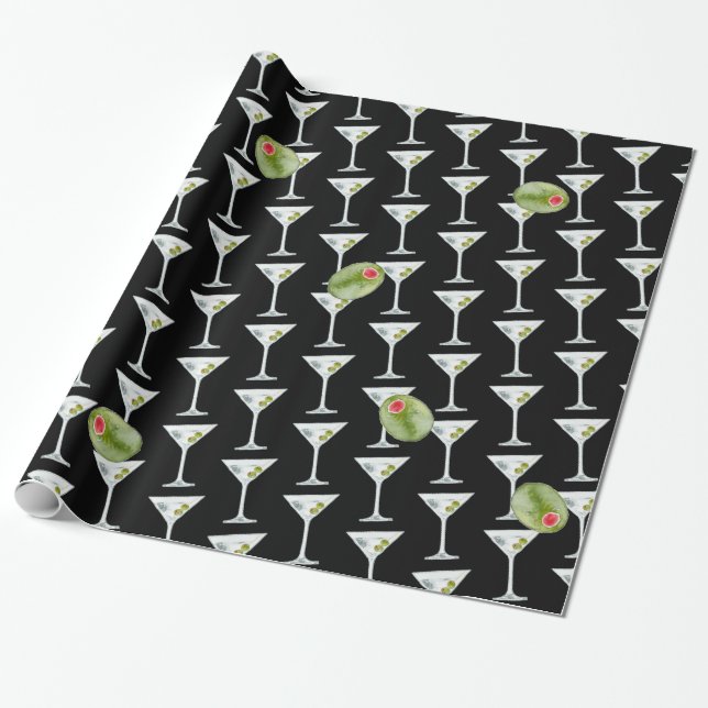 Papel De Regalo Martini y aceitunas (Desenrollado)