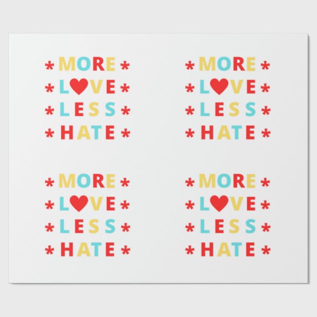 Papel De Regalo Más amor menos odio gracioso (Superficie plana)