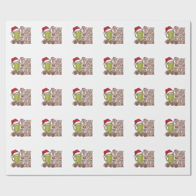 Papel De Regalo Más Propenso a Beber Matcha y Ver Elf Xmas  (Superficie plana)