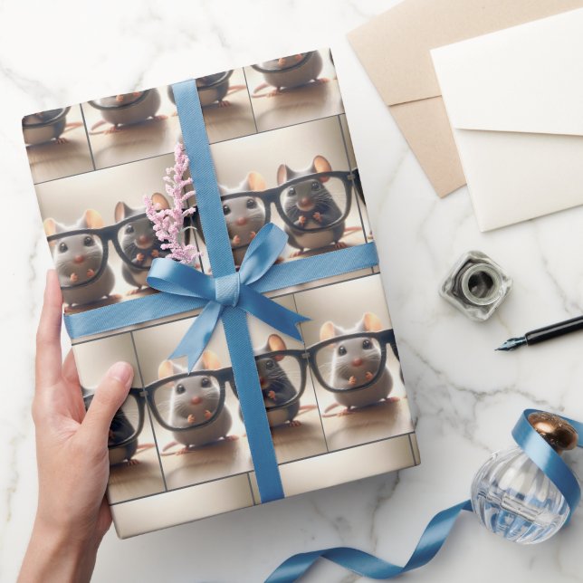 Papel De Regalo Masaje De Ratones Detrás De Anteojos Negros (Regalar)