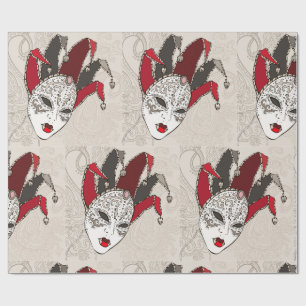 Papel De Regalo Máscara de Bufón de Mardi Gras Carnaval Veneciano