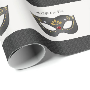 Papel De Regalo Máscara de oro negro de carbón Rayas venecianas