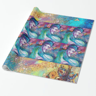 Papel De Regalo MÁSCARA EN MÁSCARA AZUL / Mascaradas Venecianas