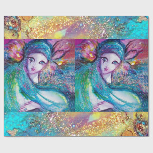 Papel De Regalo MÁSCARA EN MÁSCARA AZUL / Mascaradas Venecianas
