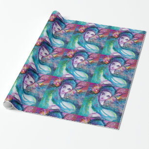 Papel De Regalo MÁSCARA EN MÁSCARA AZUL / Mascaradas Venecianas