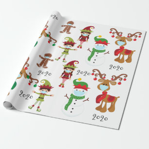 Papel De Regalo Máscara facial de Navidad de la cuarentena de Covi