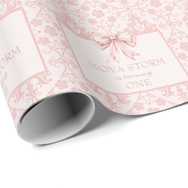 Papel De Regalo Máscara personalizada Rubor Pink Coquette Mileston (Esquina del rollo)