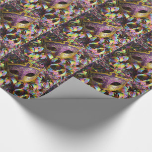 Papel De Regalo Máscara y confeti de Carnaval de Mardi Gras