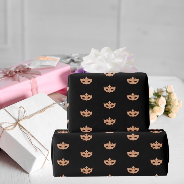 Papel De Regalo Mascarada de oro negro fiesta (Subido por el creador)
