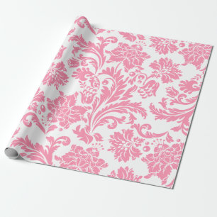 Papel De Regalo Máscaras florales de color rosa y blanco