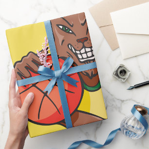 Papel De Regalo Mascota de baloncesto Fierce Wildcat