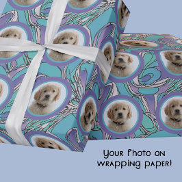 Papel De Regalo Mascota de fotos Aqua Purple Mom Grandma Dog Lover