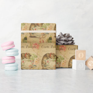 Papel De Regalo Mascota de gatito de época elegante kitten retro