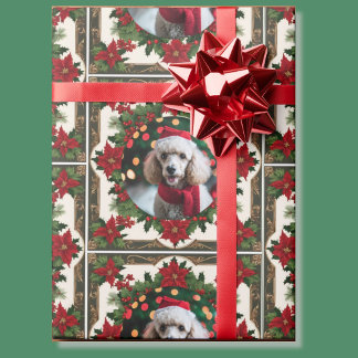 Papel De Regalo Mascota de Navidades Foto de perro verde rojo
