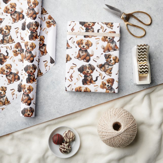 Papel De Regalo Mascota de Perro de Cinta Marrón Cúpica (Artesanía)