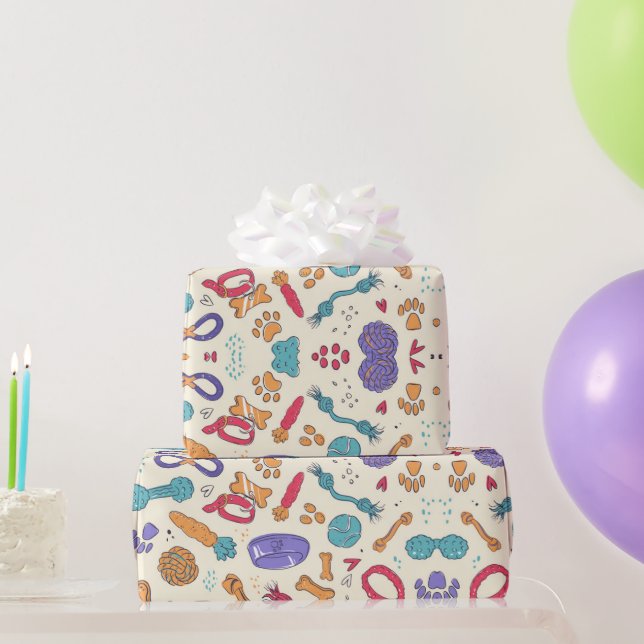 Papel De Regalo Mascota del patrón de juguetes de perro trata vaca (Regalos de fiesta)