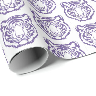 Papel De Regalo Mascota escolar del tigre púrpura y blanco