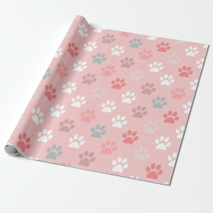 Papel De Regalo Mascota huella de pata - rosa