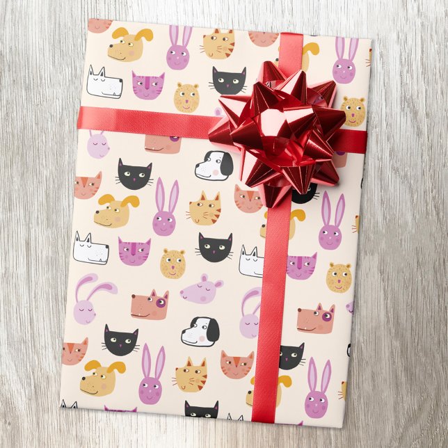Papel De Regalo Mascota suave animal (Cute pet animal pattern gift wrapping paper roll)
