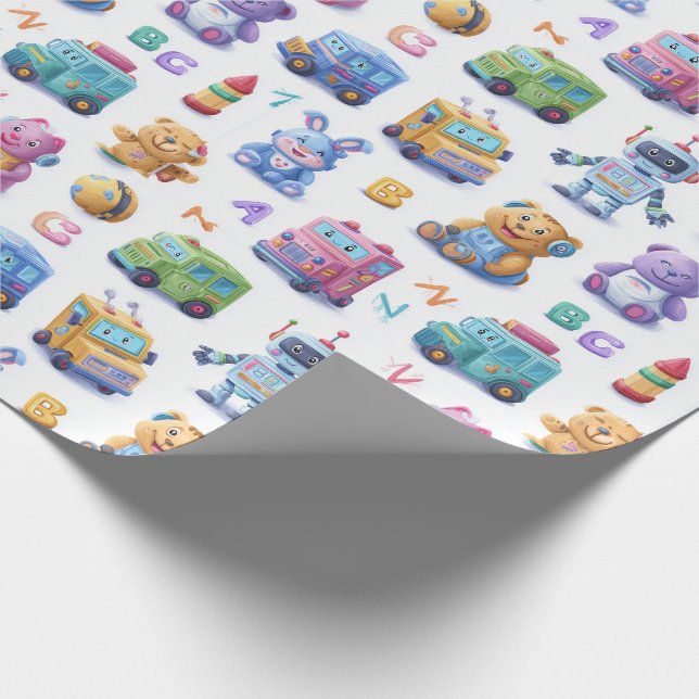 Papel De Regalo Mascotas de codificación caprichosas Robots lindos (Esquina)