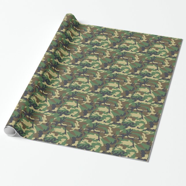 Papel De Regalo Masculina de Forest Camo (Desenrollado)
