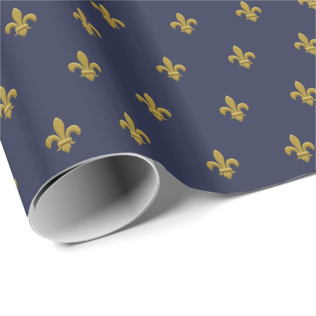 Papel de regalo masculino de la flor de lis del (Esquina del rollo)