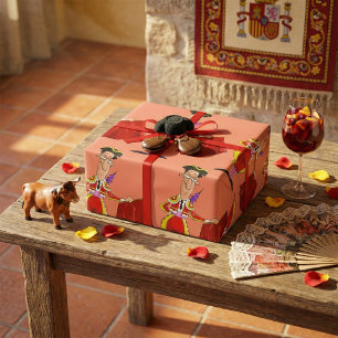 Papel De Regalo Matador con capa roja torero español