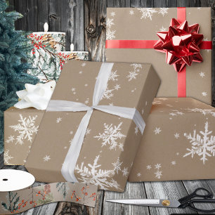 Papel De Regalo Matanza de copos de nieve blancos de invierno de K