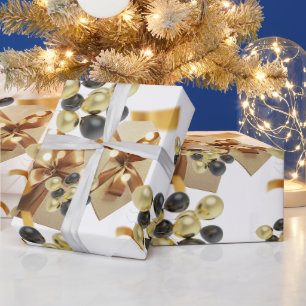 Papel de regalo mate con globo dorado y negro caja