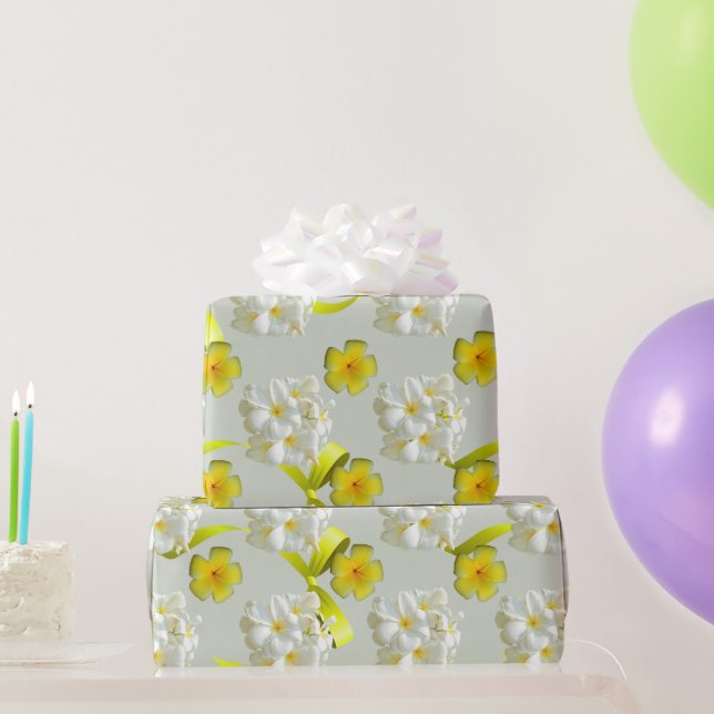 Papel de Regalo Mate Frangipani Amarillo y Blanco (Regalos de fiesta)
