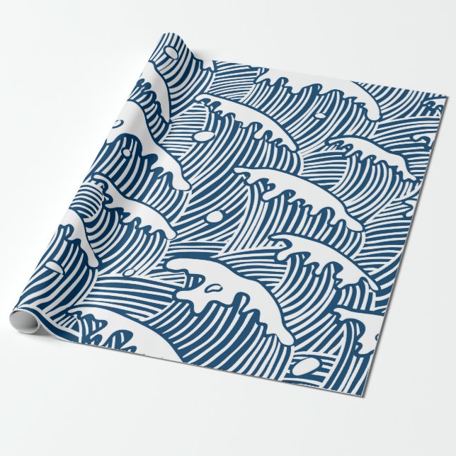 Papel De Regalo MATE QUE ENVUELVE el Libro Blanco AZUL Y (Desenrollado)