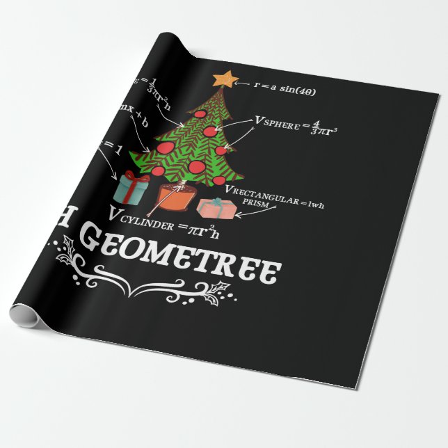 Papel De Regalo Math Geometry Christmas Tree Geometree Teacher (Desenrollado)
