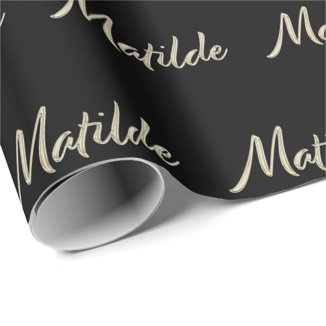 Papel De Regalo Matilde white gold Handwriting Geschenkpapier (Esquina del rollo)