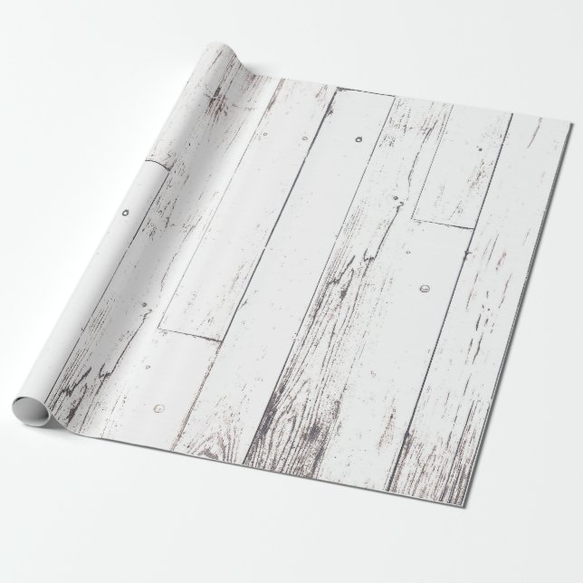 Papel De Regalo Matrimonio rústico de madera blanca Shabby Chic Co (Desenrollado)