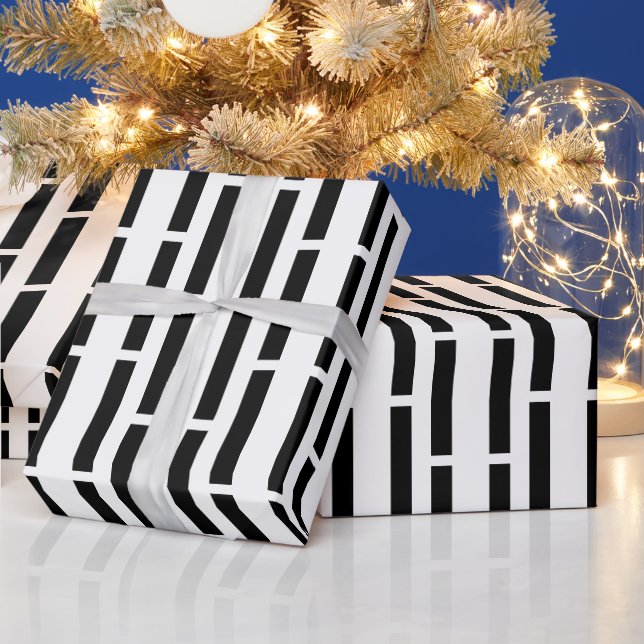 Papel De Regalo Matriz moderna monocroma en blanco y negro (Vacaciones)