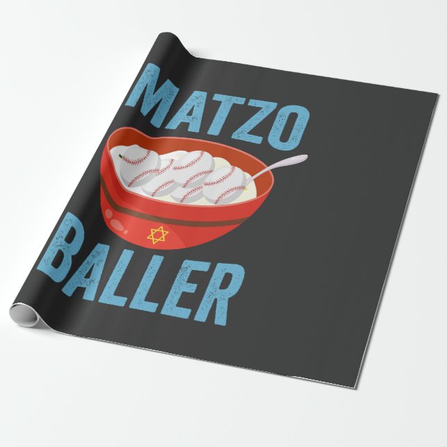 Papel De Regalo Matzo Baller Gracioso Béisbol Regalo de vacaciones (Desenrollado)