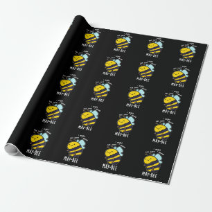 Papel De Regalo May-bee Funny Insect Bee Pun Dark BG