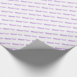 Papel De Regalo ¡Mazel Tov morado! (Felicidades) sobre Blanco