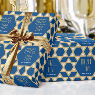 Papel De Regalo Mazel Tov Personalizado de saludo Estrella de Davi