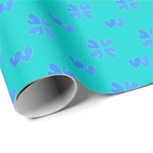 Papel De Regalo Mazipoodles Corazón Azul Sobre Turquesa