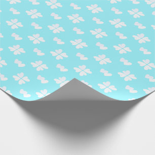 Papel De Regalo Mazipoodles Corazón Blanco Sobre Azul Turquesa