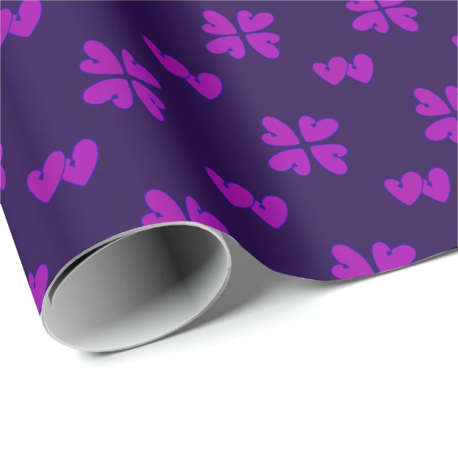 Papel De Regalo Mazipoodles Fuchsia Corazón En Indigo (Esquina del rollo)