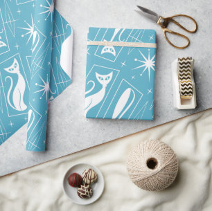 Papel De Regalo MCM de Navidades modernos de gatos de estrella at