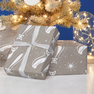 Papel De Regalo MCM de Navidades modernos de gatos de estrella ató