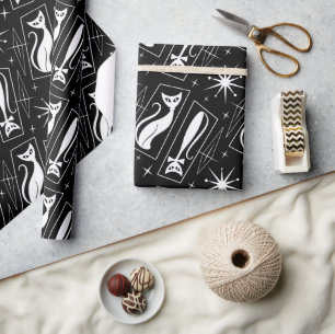 Papel De Regalo MCM de Navidades modernos de gatos de estrella ató