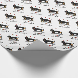 Papel De Regalo Me encanta Dachshunds Dachsies (negro y tostado) C