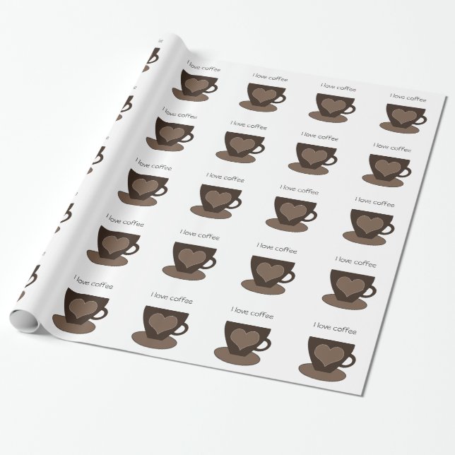 Papel De Regalo Me encanta el café (Desenrollado)