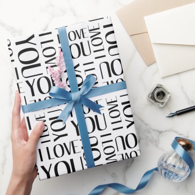 Papel De Regalo Me Encanta El Collage De Tipografía (Regalar)